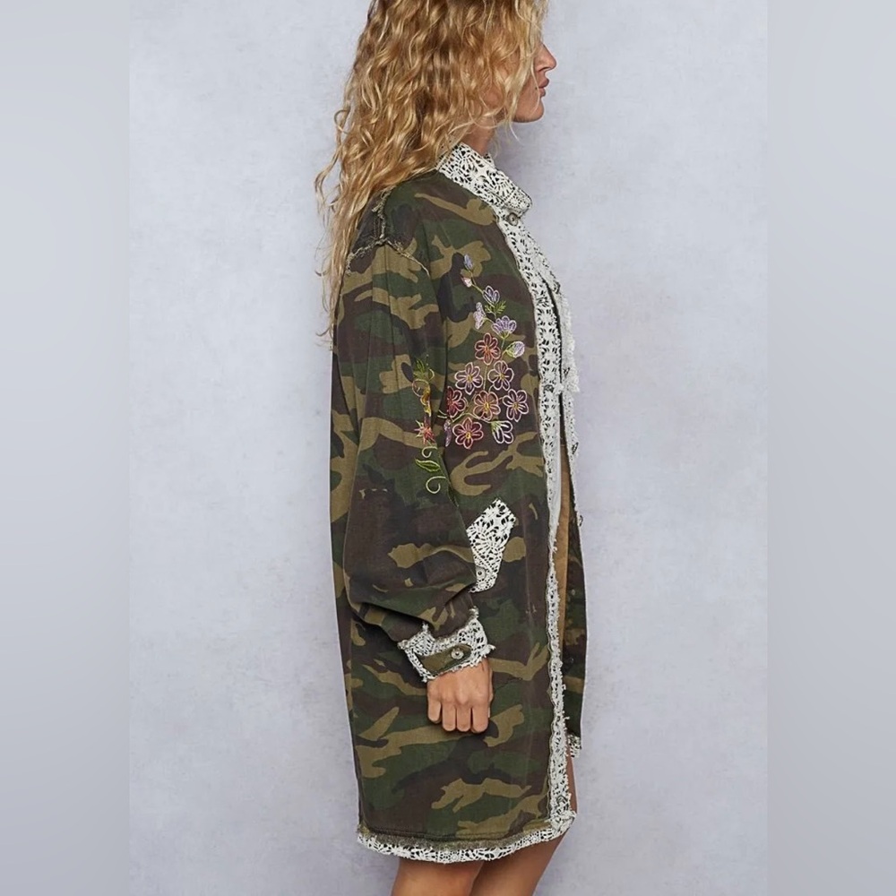 POL New Release Camo & Embroidered Midi length Jacket - Picture 3 of 8